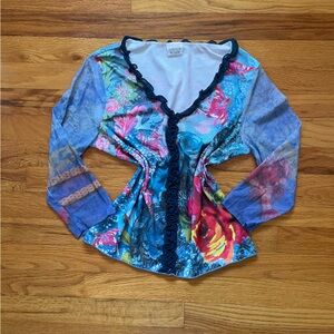 Vintage 90s multicolor top with crawfish size medium